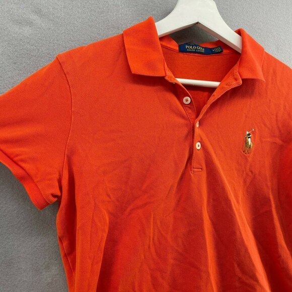 Polo Golf Ralph Lauren Classic Fit Shirt Womens Medium Orange Preppy Pony Logo - Picture 4 of 9